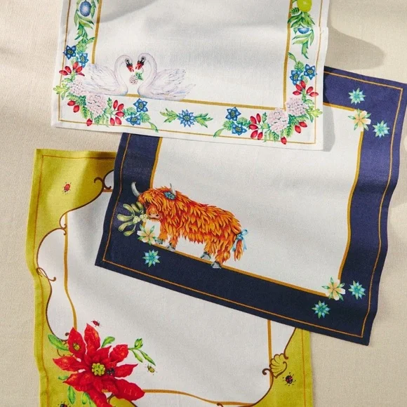 2023 Lou Rota twelve Days of Christmas napkin set of 12 - Picture 4 of 14